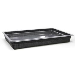 Front of the House BHO132BKV21 Rectangular Ice Housing / Pan Set- 20 3/4" x 12 3/4" x 2 1/2", Woven Vinyl, Black