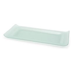 Front of the House DDP037FRG22 Rectangular Nami Plate - 14 1/4" x 6 1/2", Glass, Frosted, Green