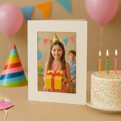 5 1/8" x 7" Natural Frame Card with 3 1/4" x 4 3/4" Window Cut for 4" x 6" print 25 Pieces