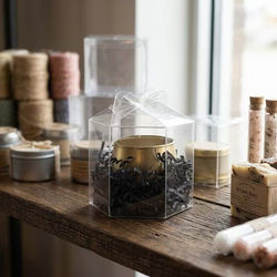 Clear Twist Top Box - Stacked Cookies Candles Small Plant Box Size: 3 3/4" x 3 3/4" x 3 1/2" 25 Boxes Crystal Clear Boxes