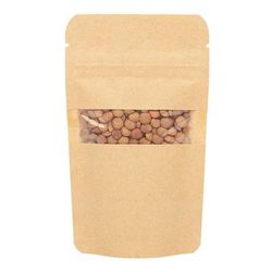 XS Heat Seal Stand Up Zip Pouch Bags Kraft with Window - Food Safe - Holds 1 Ounce Size: 3 1/8" x 2" x 5 1/8" 100 Bags Pouches