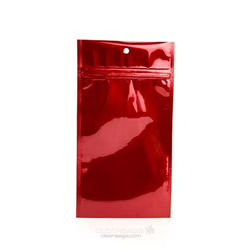 Red Metallized Hanging Zipper Barrier Bags 4" x 6 1/2" 100 pack