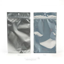 Silver Backed Metallized Hanging Zipper Barrier Bags 5" x 8 3/16" 100 pack