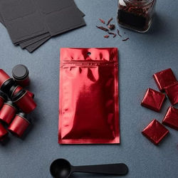 Red Metallized Hanging Zipper Barrier Bags 3" x 4 1/2" 100 pack