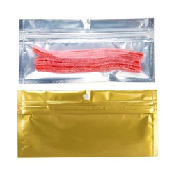 Gold Backed Metallized Hanging Zipper Barrier Bags 5 1/2" x 1 3/4" 100 pack