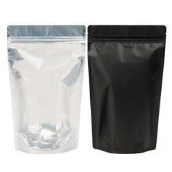 Large Gusset Bags Clear & Silver Front with Black Back - Holds 8 oz. to 12 oz. Size: 6 3/4" x 3 1/2" x 11 1/4" 100 Bags Pouches