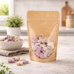 Kraft w/ Clear Front Reseal Food Safe Pouch Baggies Great for Taffy or Caramels Size: 5 1/8" x 3 1/8" x 8 1/8" 100 Bags Pouches