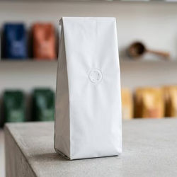 Coffee Bags Matte White Gusset Bags 3 1/8" x 2 3/8" x 10 1/4" 50 Pieces