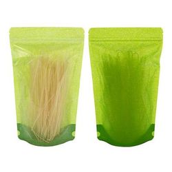 Large Green Rice Paper Stand Up Zip Pouches with Clear Front - Holds 8 to 12 oz. Size: 6 3/4" x 3 1/2" x 11 1/4" 100 Bags Pouches