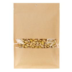 Kraft Compostable Heat Seal Bags w/Window 6 3/8" x 9 3/16" 100 pack