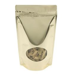 Metallized Gold Odor Seal Zipper Pouches with Window 8 oz. to 12 oz. Capacity Size: 6 3/4" x 3 1/2" x 11 1/4" 100 Bags Pouches