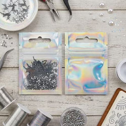 Holographic Backed Hanging Zipper Barrier Bags 2" x 2" 25 pack