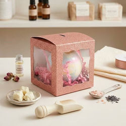 Rose Gold Glitter 3 Sided Window Box 3" x 3" x 3" 25 pack