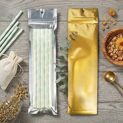 Gold Backed Metallized Hanging Zipper Barrier Bags 2 1/2" x 9" 100 pack