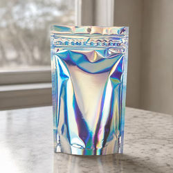 Holographic Child Resistant Pouch Bags 5 1/8" x 2 1/2" x 8 1/8" 100 Pack CRP3H