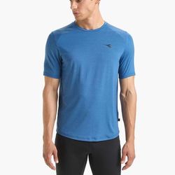 Diadora Short Sleeve T-Shirt Tech Men's Running Apparel Dutch Blue