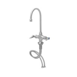 T&S S-0300 Deck Mount Faucet - 5 3/4" Swivel Gooseneck Spout, Single Hole, Stainless Steel