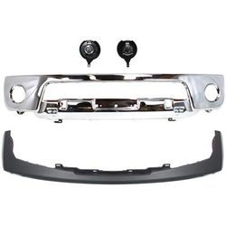 2008 Nissan Frontier 4-Piece Kit Front, Lower Bumper with Bumper Trim and Fog Lights, Chrome, Styleside, Extended Cab Pickup, For Models With Off Road Package