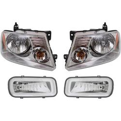 2005 Ford F-150 4-Piece Kit Driver and Passenger Side Headlights with Fog Lights, with Bulbs, Halogen