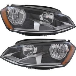 2017 Volkswagen Golf Alltrack Driver and Passenger Side Headlights, with Bulbs, Halogen