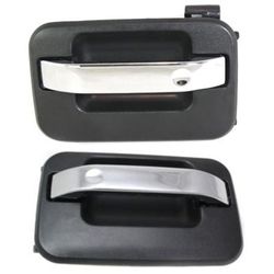 2022 Ford F-150 Rear, Driver and Passenger Side Exterior Door Handles, Chrome Lever with Black Bezel, without Key Hole, 4-Door, Crew Cab Pickup (SuperCrew)