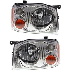 2003 Nissan Frontier Driver and Passenger Side Headlights, with Bulbs, Halogen, Extended Cab Pickup