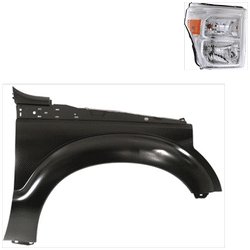 2016 Ford F-350 Super Duty 2-Piece Kit Passenger Side Headlight with Fender, with Bulb, Halogen, CAPA Certified