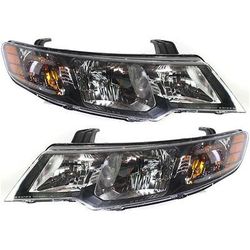 2010 Kia Forte Driver and Passenger Side Headlights, with Bulbs, Halogen