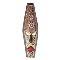 Face of Wealth,'Hand-Carved and Hand-Painted African Mask from Ghana'