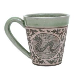 Thai Zodiac Snake,'Hand Crafted Ceramic Mug with Snake from Thailand'