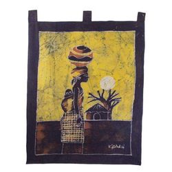 'Woman from the Lakeside' - Handcrafted Batik Cotton Wall Hanging