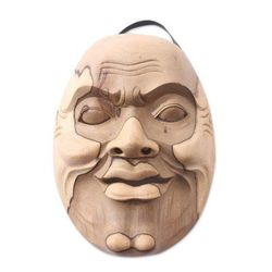 Old Grandfather's Face,'Handmade Hibiscus Wood Mask'