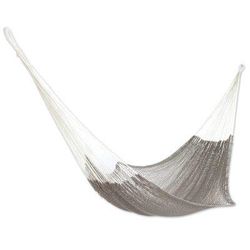 Ashen Beach,'Solid Grey Hand Woven Cotton Maya Hammock (Single)'