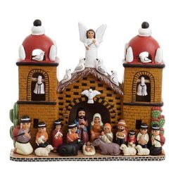 'Central Church' - Intricate Ceramic Church Nativity Scene Sculpture