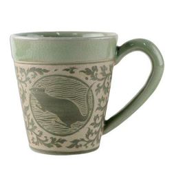 Thai Zodiac Rat,'Celadon Glazed Ceramic Mug with Rat from Thailand'