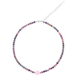 Precious Orb in Rose,'Hand Made Tourmaline and Rose Quartz Beaded Necklace'