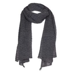 Slate Gossamer,'Textured 100% Baby Alpaca Wrap Scarf in Slate from Peru'