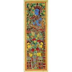 Madhubani painting, 'Serenading Gopies'