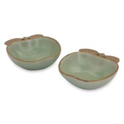 Celadon condiment dishes, 'Autumn Apple' (pair)