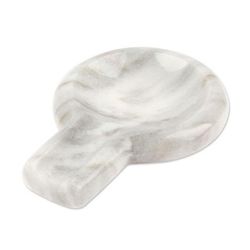 Convenient Marble,'Pale Grey Marble Spoon Rest Crafted in Mexico'