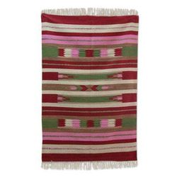Wool rug, 'Rose Energy' (4x6)