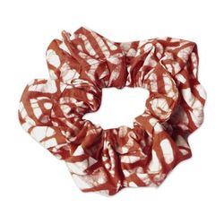 Graceful Crimson,'Handcrafted Crimson Batik Cotton Scrunchie from Ghana'