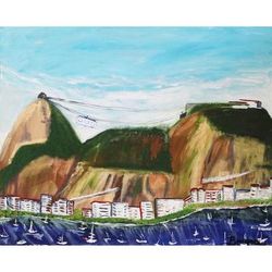 Sugarloaf Hill,'Landscape Naif Painting'