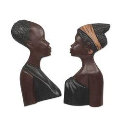 Loving Couple,'Wood wall adornments (Pair)'