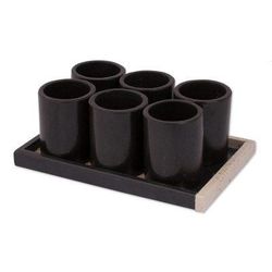 Fascinating Modernity,'Black Marble Tequila Glasses from Mexico (Set of 6)'