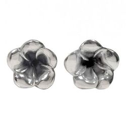 Sterling silver flower earrings, 'Silver Allamanda'