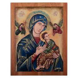 'Our Lady of Perpetual Help' - Religious Cedar Wood Relief Wall Panel