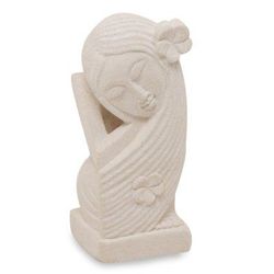 Gorgeous Woman,'Hand Crafted Sandstone Sculpture of a Woman from Indonesia'