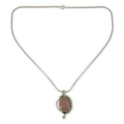 'Delhi Romance' - Handcrafted Sterling Silver and Rose Quartz Necklace