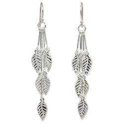 'Leaf Chimes' - Hand Crafted Sterling Silver Dangle Earrings